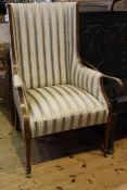 Late 19th Century/early 20th Century mahogany and satinwood banded high back chair in Regency