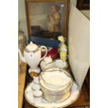 Wedgwood and other coffee ware, print, Mauchline ware box,