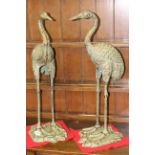 Large pair of cast metal wading birds,