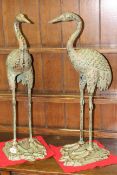 Large pair of cast metal wading birds,