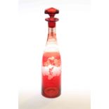 Victorian red stained glass decanter and stopper