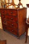 19th Century mahogany chest of two short above three long drawers on turned legs