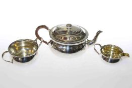 Arts & Crafts matched silver bachelors tea service, retailed by Wilson & Gill, 139 Regent Street,