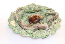 Portuguese Majolica dish with snake,