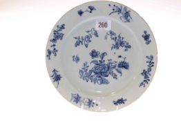 Chinese blue and white plate, 18th Century,
