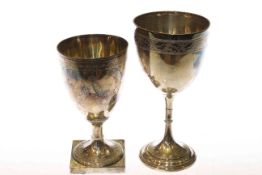 Victorian silver goblet, Birmingham 1890; and a Georgian silver goblet, (a/f), (2),