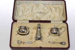 George V silver cruet set, Birmingham 1925,
