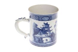 Antique Chinese blue and white tankard