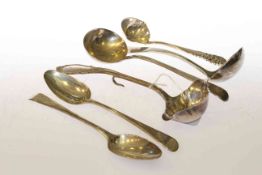 Two silver grapefruit spoons and four silver ladles (6), Gross 9.