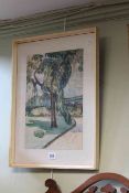 Landscape watercolour, initialled and dated V.B. 1936, 34.