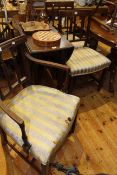 Georgian mahogany drop leaf dining table and three mahogany chairs