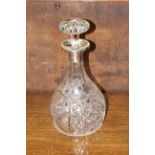 Silver mounted crystal decanter and stopper