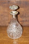 Silver mounted crystal decanter and stopper