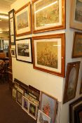 Large collection of pictures including three maple framed Margaret Tarrant prints