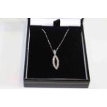 White gold fifteen stone diamond pendant necklace