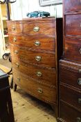 Regency mahogany bow front chest of two short above four long drawers on splayed legs,