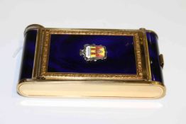 Gilt and blue cigarette case and compact
