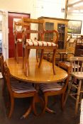 Beresford & Hicks nine piece dining suite comprising extending dining table, six chairs,