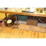 Jaques croquet set, cast iron sink bracket, Bagatelle, Victorian knife box, brass jam pan,