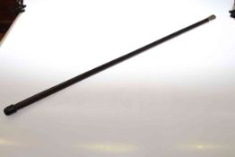 Walking cane, with engine-turned white-metal handle,