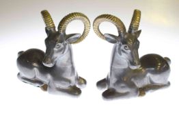 Pair metal antelope ornaments