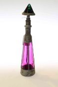 Continental purple glass and wirework scent bottle in Art Deco style, 25.