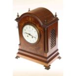Edwardian inlaid mahogany mantel clock S.
