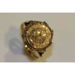 9 carat gold ring with coin mount