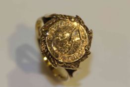 9 carat gold ring with coin mount