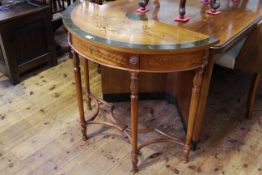 Neo-classical style demi lune table with painted decoration,