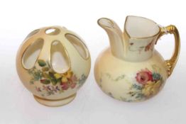 Small Royal Worcester jug and a Royal Worcester flower vase (2)