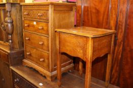 Oak four drawer pedestal chest and oak sewing box (2)