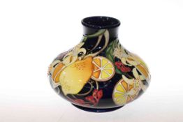 Moorcroft vase, lemons and blossom pattern, 16cm high,