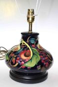 Moorcroft table lamp, Queens Choice pattern,
