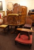Colonial style extending dining table and leaf together with six matching dining chairs