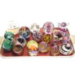 Collection of nineteen glass paperweights
