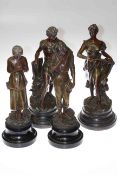 Two pairs of spelter figures