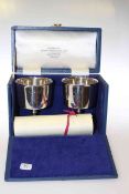 Pair of silver 'York Goblets', Birmingham 1971, cased with certificates, 9.