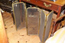 Six fold brass and mesh firescreen
