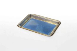 Silver and blue enamel dish,
