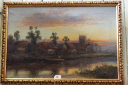 William Langley, Punting on a River, oil on canvas, signed lower left, 49cm by 73.