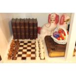 Victorian photograph album, six volumes 'The Compact Encyclopedia', chess set,