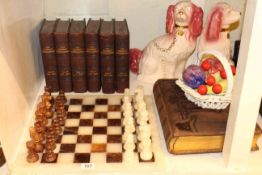 Victorian photograph album, six volumes 'The Compact Encyclopedia', chess set,