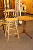 Beech kitchen stool and snap top pedestal occasional table (2)