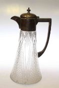 Edwardian silver and cut-glass claret jug, James Deakin & Sons,