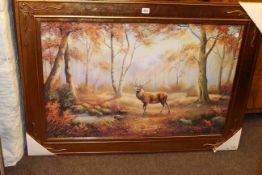 Large gilt framed stag print