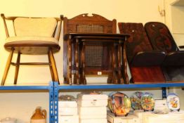 Two Ethnic style occasional chairs, Ercol nest of tables,