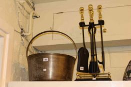 Brass and iron companion set and brass jam pan