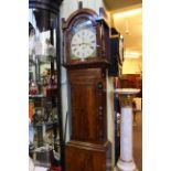 Victorian mahogany eight day longcase clock having painted arched dial