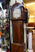 Victorian mahogany eight day longcase clock having painted arched dial